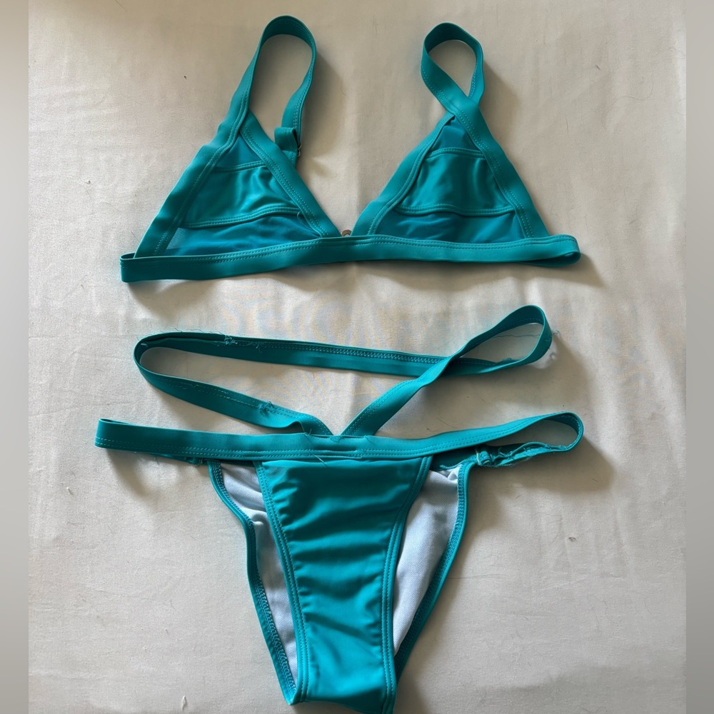 Teal Triangle Bikini Set
